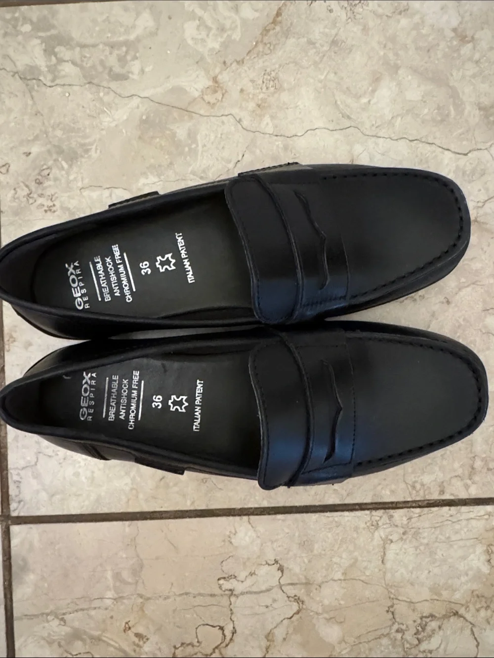 Geox Black Leather Kids Penny Loafers
